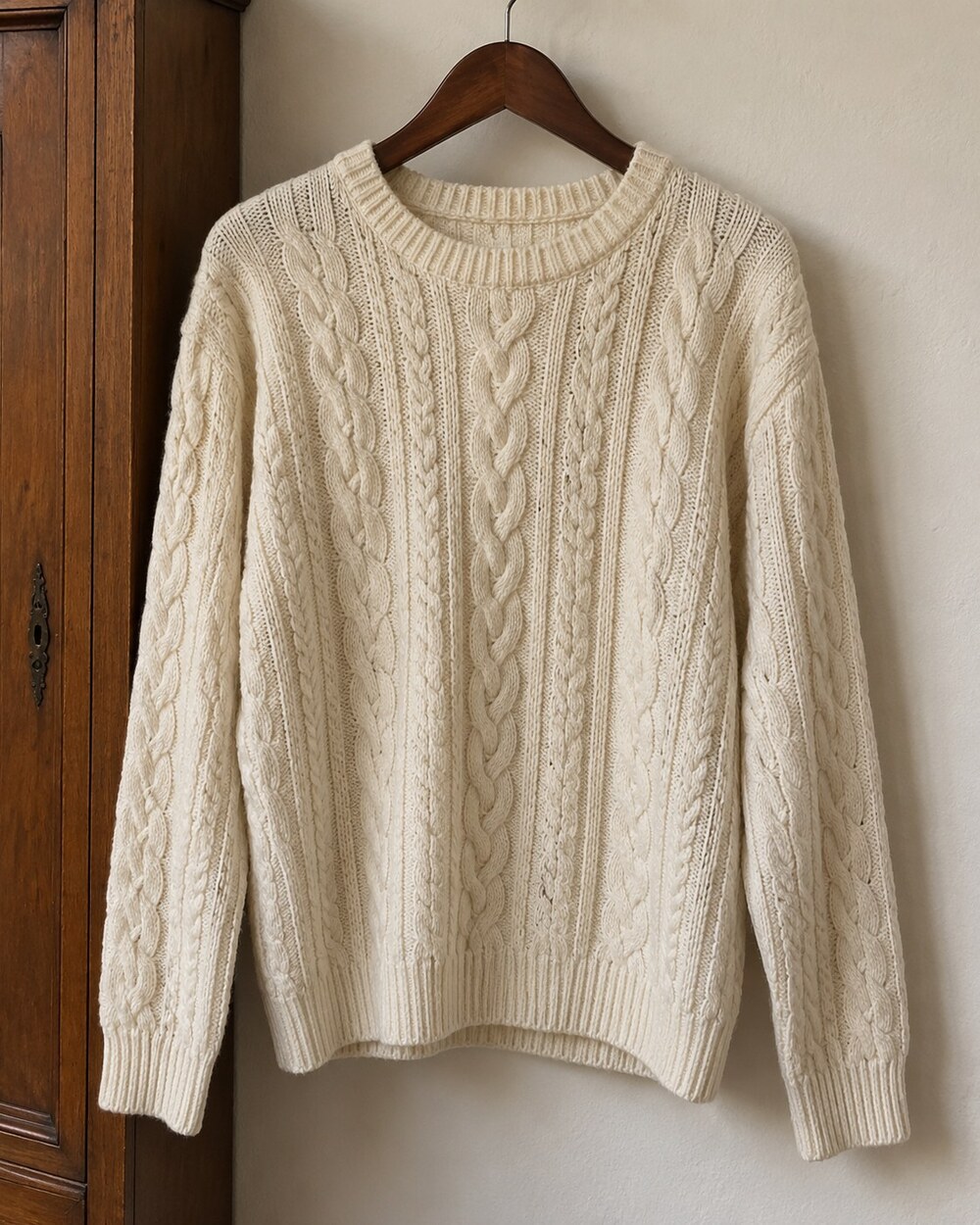 Women's Cream Cable Knit Sweater